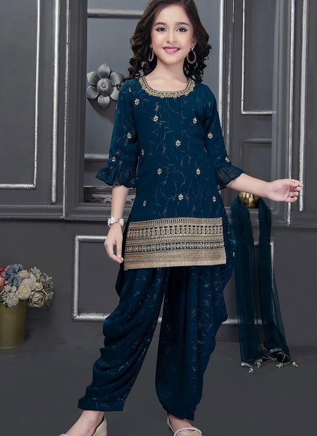 Oc 506 Heavy Chinon Silk With Digital Print Work With Embroidered Sequence Work With Lace Girls Wear Kids Top Dhoti Salwar With Dupatta Bulk Orders In India